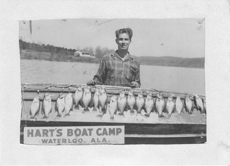 Jerry's Father, LaRue, at the original Hart Boat Dock, 1955 picture of LaRue Hart at hart's Boat Dock